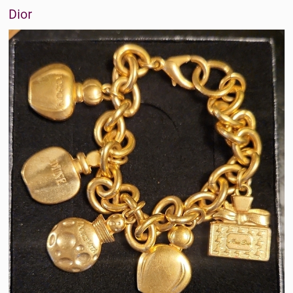 Dior Gold Charm Bracelet with Perfume Motifs